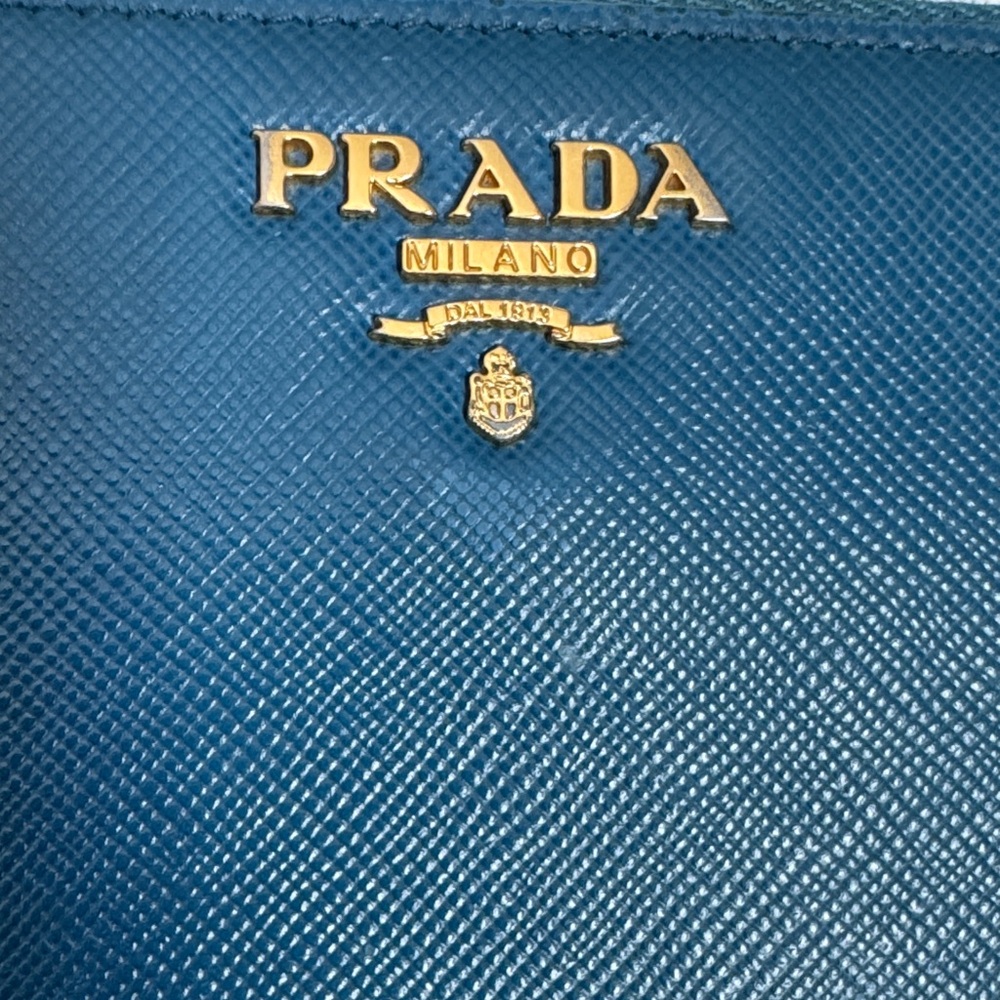 Prada Blue Saffiano Leather Large
Organizer Zippy Wallet - Picture 2 of 10